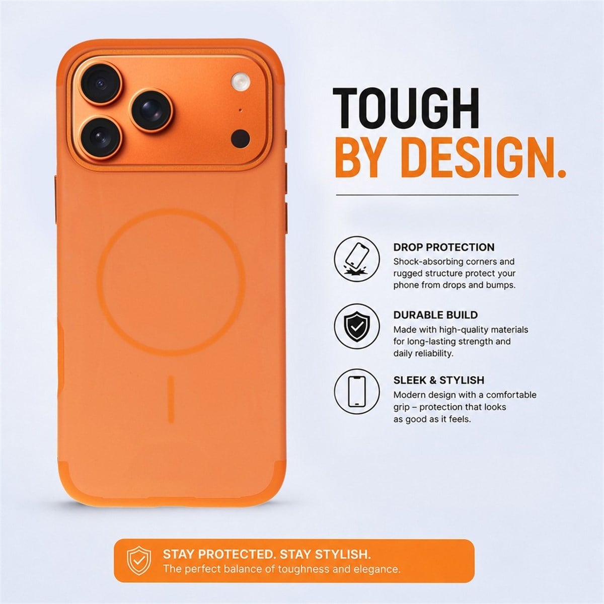 Koen iPhone 17 Pro Max Uyumlu MagSafe Kılıf – Kablosuz Şarj Destekli, Köşe Koruma Darbe Emici, Şeffaf Mat Premium Telefon Kılıfı, Orange