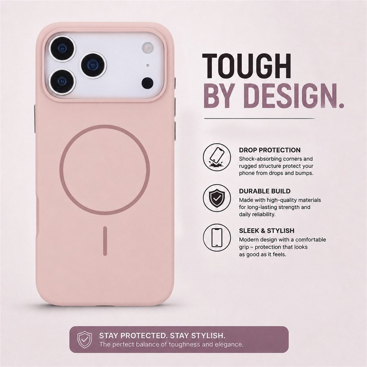 Koen iPhone 17 Pro Max Uyumlu MagSafe Kılıf – Kablosuz Şarj Destekli, Köşe Koruma Darbe Emici, Şeffaf Mat Premium Telefon Kılıfı, Bej Rengi