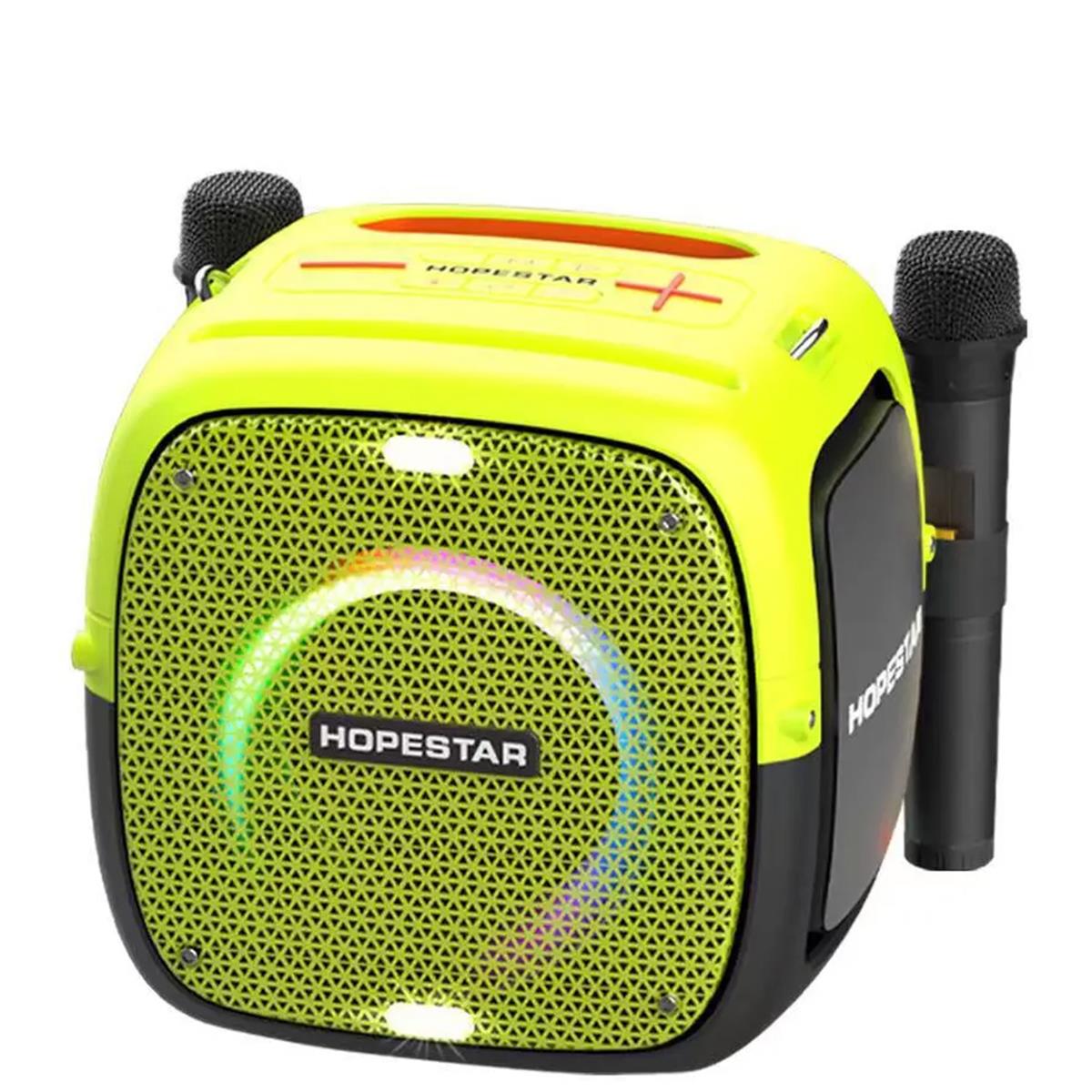 HOPESTAR Partyone Bluetooth / AUX / TF Card / USB Bağlantılı Çift Kablosuz Mikrofonlu RGB Işıklandırmalı Taşınabilir Tripod Destekli Su Geçirmez Extra Bass Hoparlör