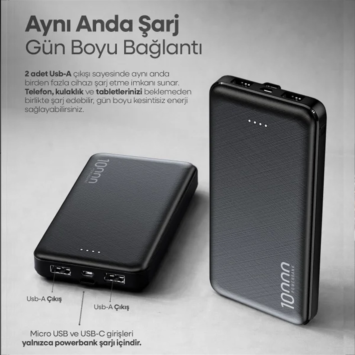 Jopus Urban 10.000mAh JP-P10 Type-C ve Micro 2A Input/Output Çift USB Powerbank