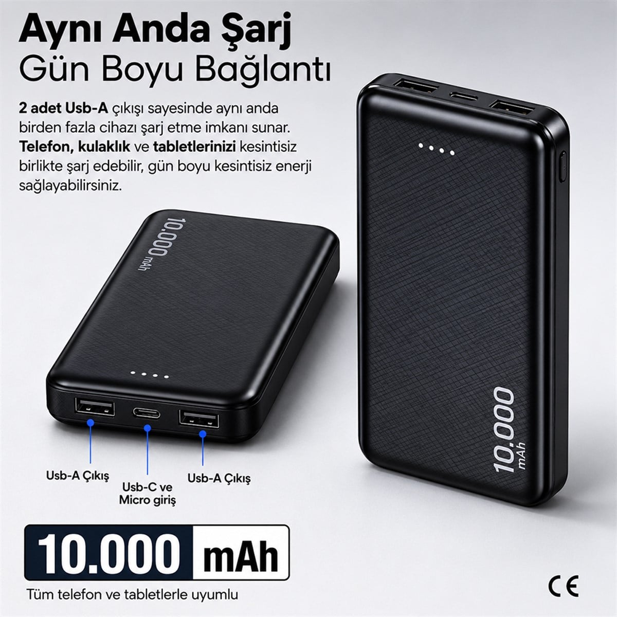 Jpous Urban Fast 10.000mAh PD 3.0 ve QC 3.0 Lisanslı 22.5 Watt Hızlı Şarj Özellikli Dijital G. Powerbank