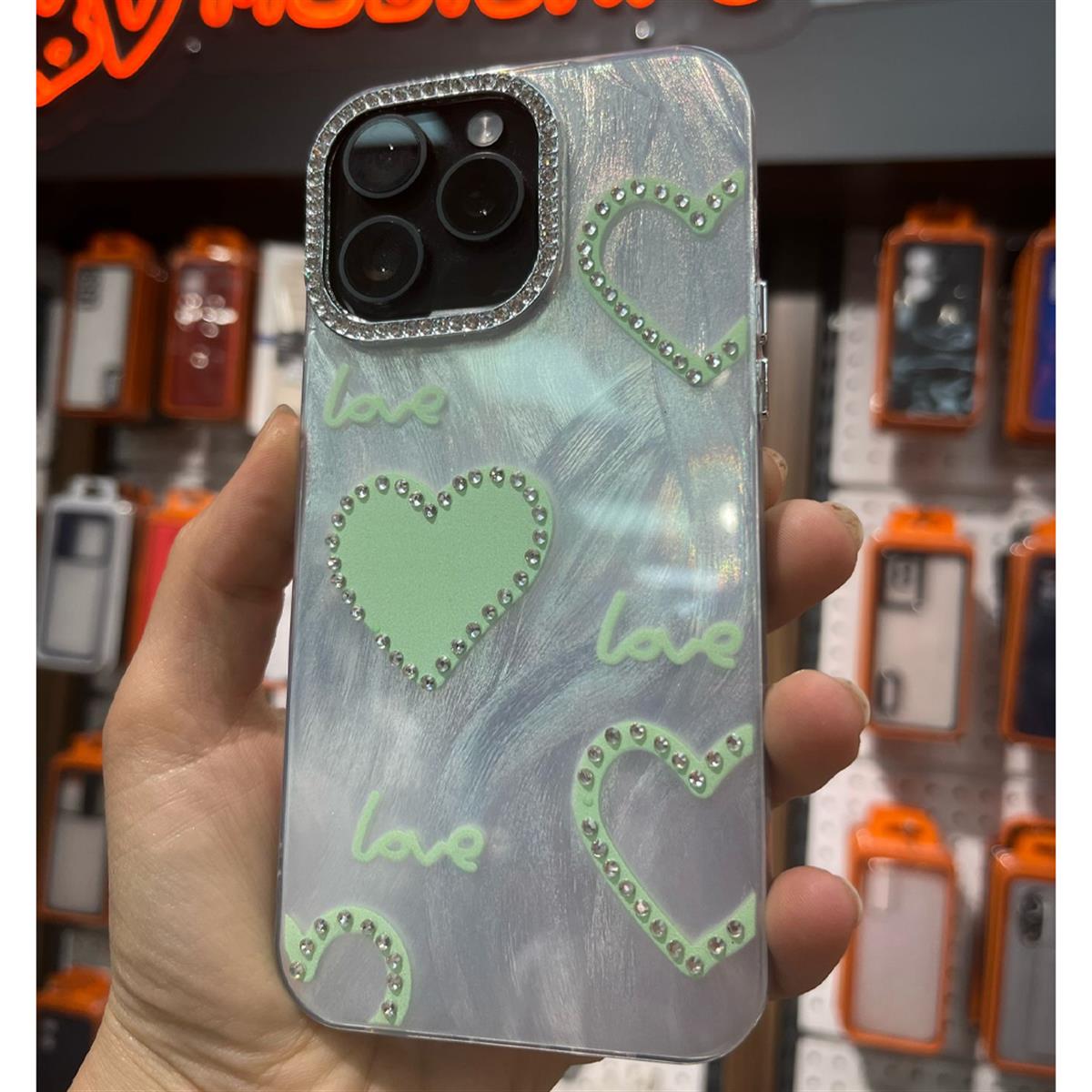 Apple iPhone 16 Pro Max Hologram Taşlı Silikon Kılıf