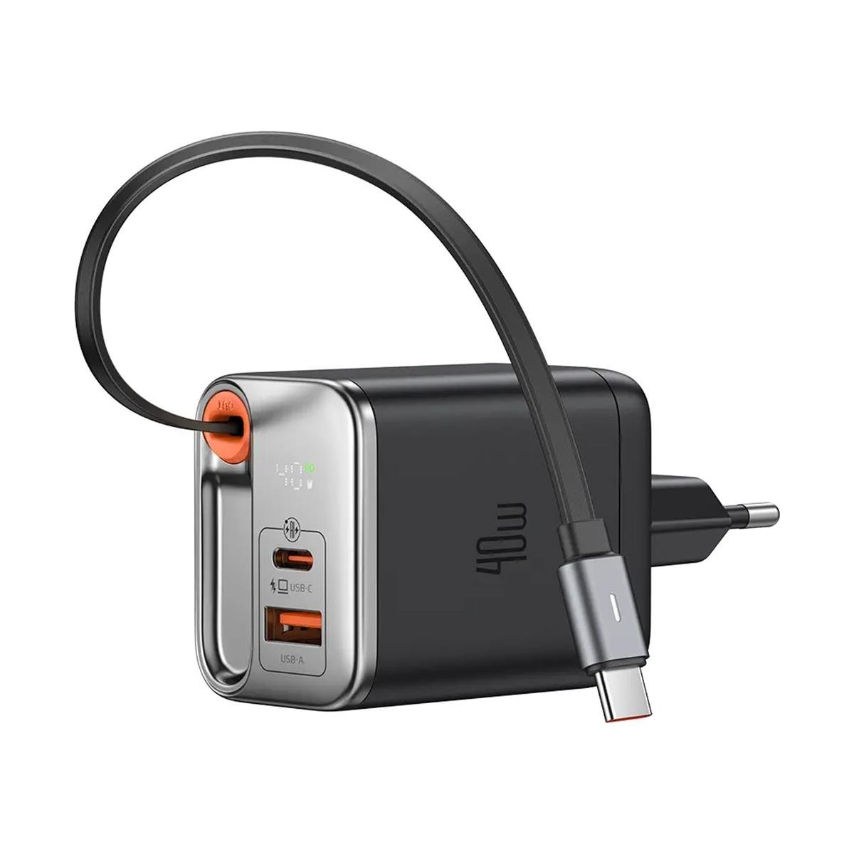 Mcdodo FreeGo CH-428 40W Gan  Dahili Geri Çekilebilir Kablolu Şarj Adaptörü