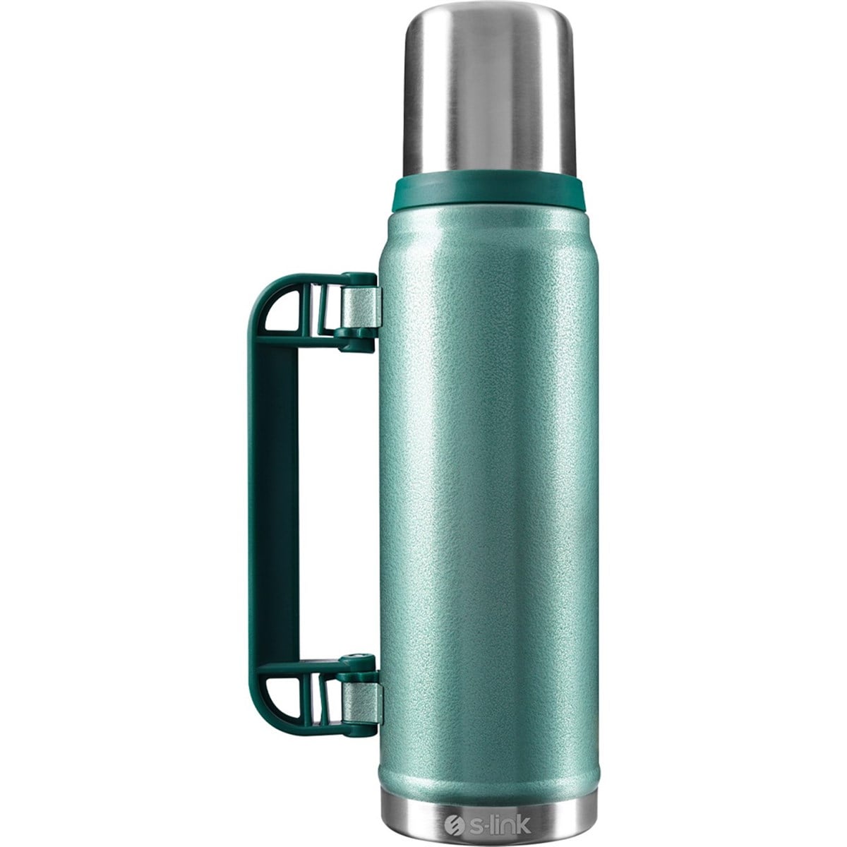 S-link SL-TM13 Yeşil Kumlama Boya 750ML Iç 304 Dış 201 Sert Plastik Kulp Ve Portatif Paslanmaz Çelik Termos Kupa