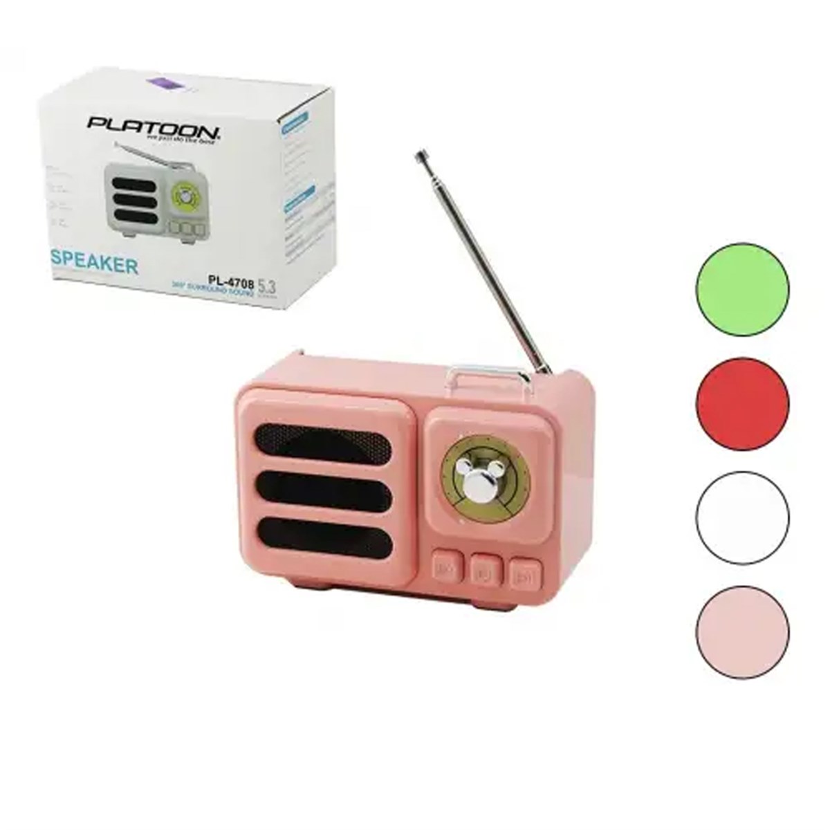 Platoon PL-4708 Bluetooth 5.3 Version Mini Metal Retro Radyo Görünümlü Ses Bombası