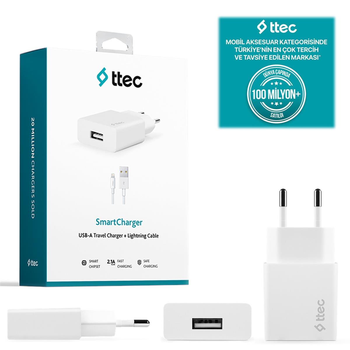 Ttec SmartCharger Lightning iPhone Sarj Aleti 2.1A Beyaz (2scs20LB)