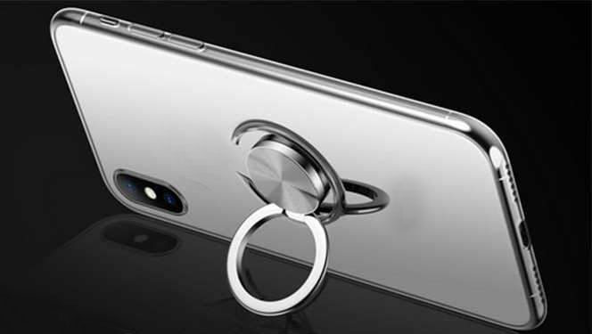 Şeffaf Kılıf - Samsung A50 Kılıf - Yüzüklü Standlı Silikon | Mobicaps
