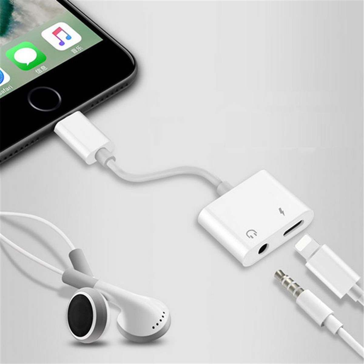 iPhone 7/8/X Kulaklık+Şarj Dönüştürücü MH033 | Mobicaps