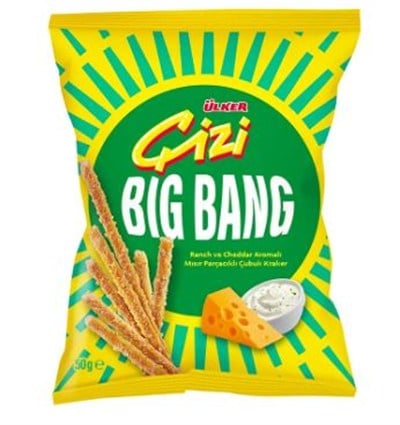 Ülker Çizi Big Bang Ranch ve Cheddar Aromalı Çubuk Kraker 50 gr