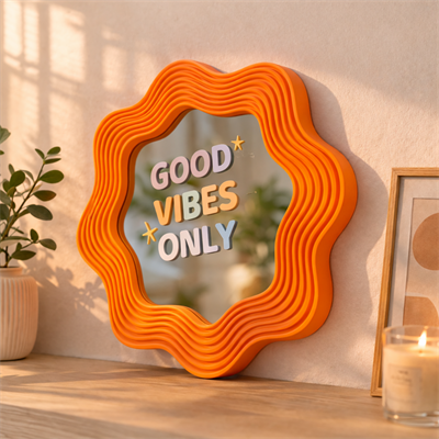 BLOOMY Ayna – Eğlenceli 3D Çerçeve – Yazılı Cam Ayna / Good Vibes Only