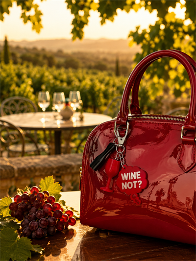 Kadeh , Wine not Gümüş Zincir Anahtarlık, Çanta Süsü / Charm