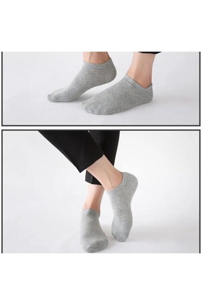 Erkek Pamuklu Yarım Bilek Gri Patik Çorap 12 Li Paket