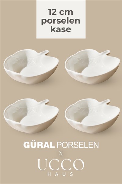 4 ADET Porselen Kase Çerezlik Kahvaltılık Meyve Tabağı Tatlı Sunum Tabağı 12 cm Kahvaltılık Tabak