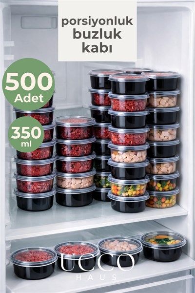 500 Adet 350 ml Sızdırmaz Kapaklı Sosluk Buzluk Saklama Kabı, Et Suyu, Kemik Suyu Mutfak Organizeri