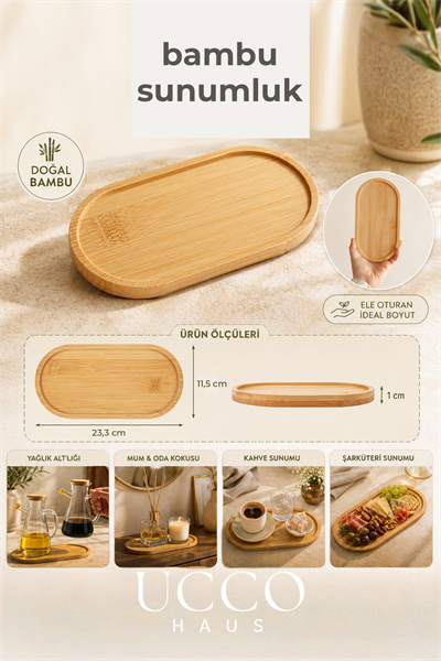 Bambu Yağlık Standı – 2 Bölmeli Sunumluk | Yağlık Altlığı, Baharatlık Standı, Sabunluk Tepsi