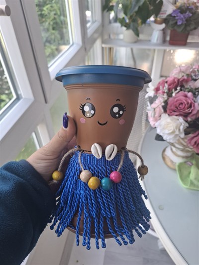 MİNİŞ Sukulent Saksı Mavi