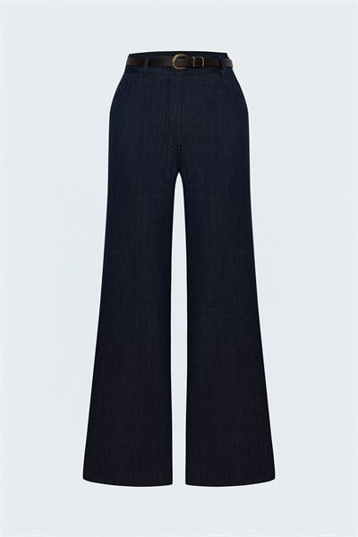 Kemerli Denim Görünümlü Pantolon