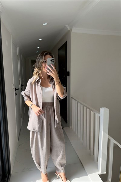 GÖMLEK PANTOLON TAKIM - VİZON