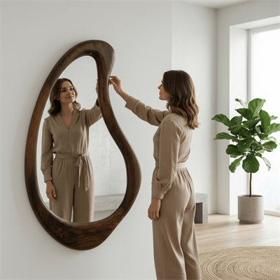 Ceviz Çerçeveli Armut Modeli Ayna