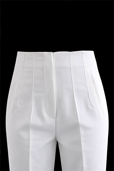 Kadın Beyaz Karol Premium Önü Flatolu Biyeli Yüksek Bel Zr Model Kumaş Boru Paça Havuç Pantolon