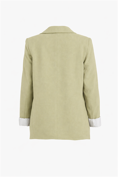 Kadın Haki Premium Kalite Astarlı Kolu Katlamalı Blazer Ceket