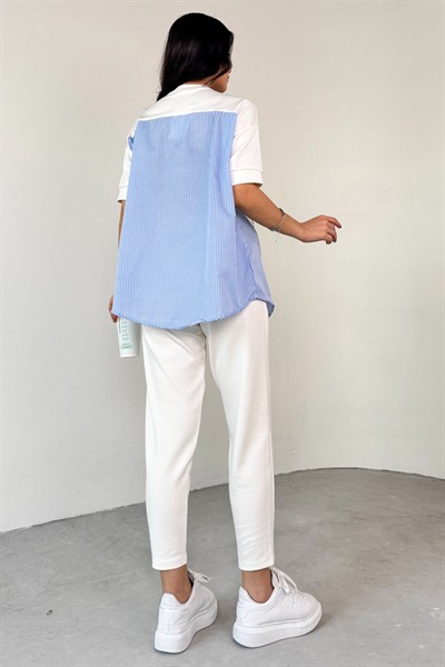 Kadın Beyaz Premium İnci İşlemeli Modal Likralı Esnek Takım