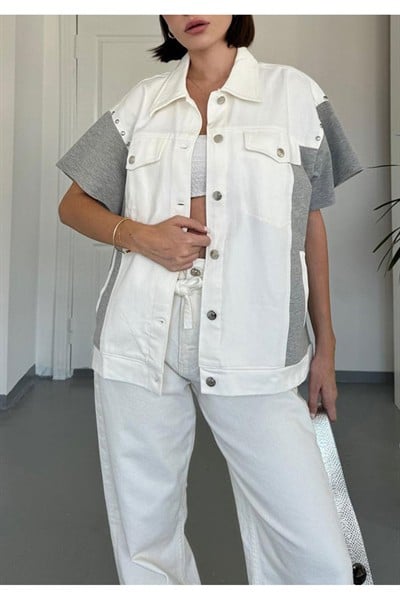 Kadın Beyaz Twst Model Premium Örme Garnili Tasarım Yelek