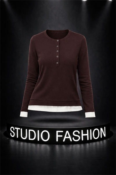 Kadın Bordo Bisiklet Yaka Garnili Çıtçıtlı Bluz 