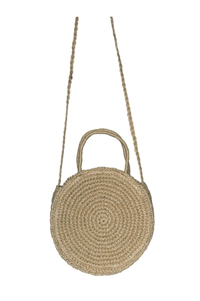 Kadın Çiçek Detaylı Jüt Örgü Model Dokuma Organik Astarlı Hasır El ve Omuz Çanta