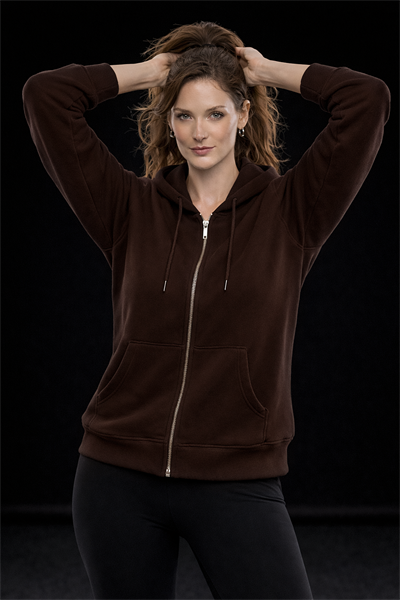 Kadın Kahve Oversize Salaş Şardonlu Pamuk 3 İplik Penye Kapüşonlu Kanguru Cepli Sweatshirt