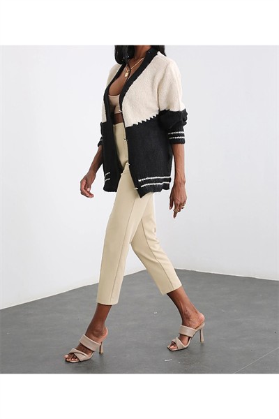 Kadın Karol Premium Önü Flatolu Biyeli Yüksek Bel Zr Model Kumaş Boru Paça Havuç Pantolon