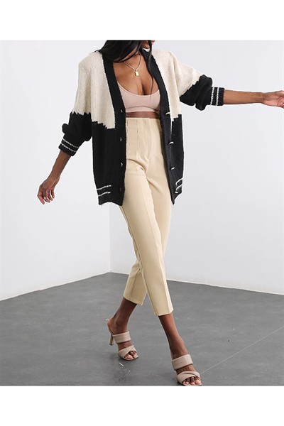 Kadın Karol Premium Önü Flatolu Biyeli Yüksek Bel Zr Model Kumaş Boru Paça Havuç Pantolon