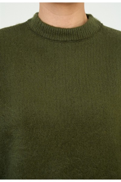 Kadın Kiremit Premium Seri Bisiklet Yaka Oversize Yumoş Kazak