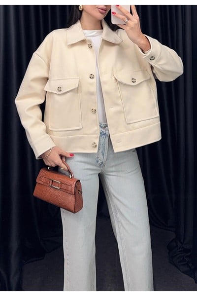 Kadın Krem Kaşe Ceket
