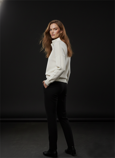 Kadın Krem-Vizon Oversize 2 Patlı Düğmeli Kazak