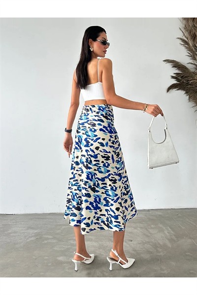 Kadın Lüks Kalite Beli Lastikli Maxi Boy Uzun Pamuk Saten Etek
