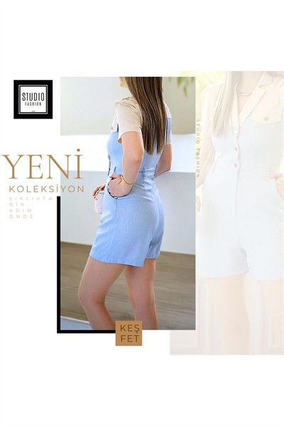 Kadın Mavi Marka Muadil Premium Yeni Sezon Şort Tulum