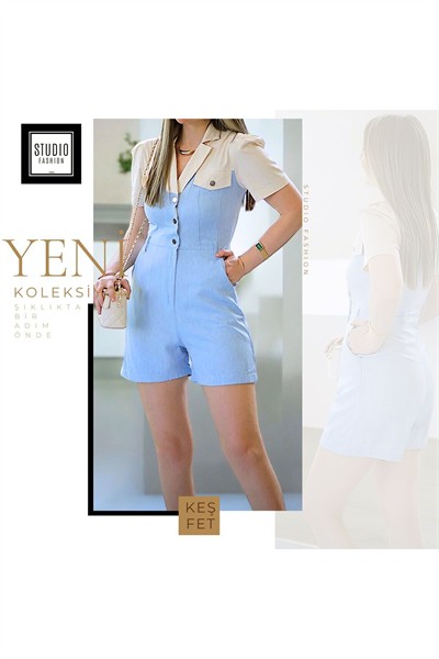Kadın Mavi Marka Muadil Premium Yeni Sezon Şort Tulum