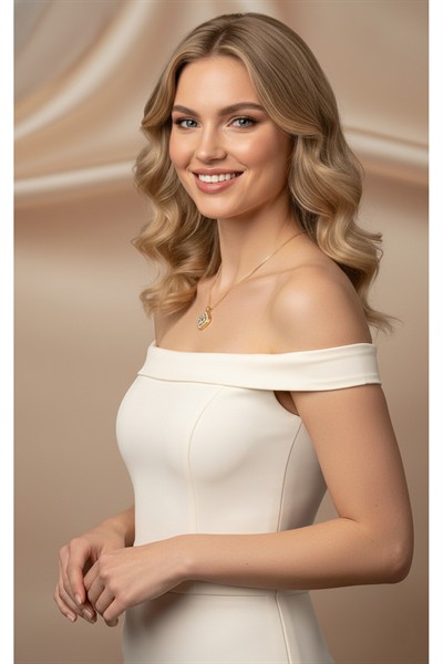 Kadın Premium Kuyumcu İşçilik Rodyum Kaplama Zirkon Taşlı Modern Tasarım Kolye