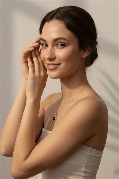 Kadın Premium Kuyumcu İşçilik Rodyum Zirkon Taşlı Siyah Kalp Modern Tasarım Kolye
