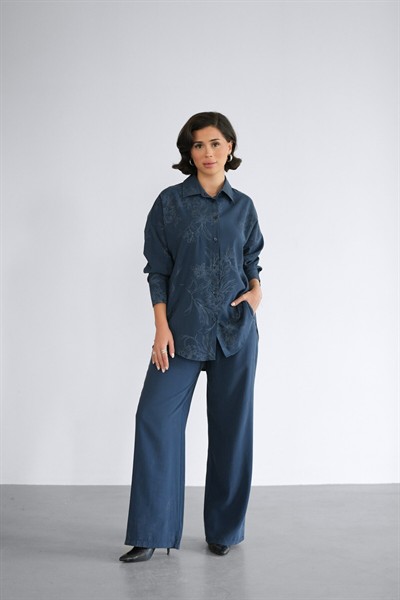 Kadın Premium Modal Salaş Gömlek Pantolon Takım