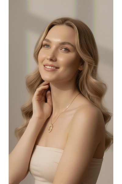 Kadın Premium Rodyum Kaplama Kararmaz Kuyumcu İşçilik Zirkon Taşlı Vip Taşlı O Harf Kolye