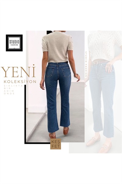 Kadın Premium Seri Kot Pantolon Pamuk Yüksek Bel Boyfit Orj Marka Jean