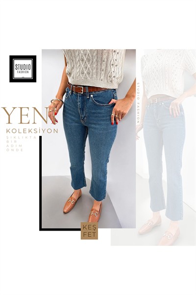 Kadın Premium Seri Kot Pantolon Pamuk Yüksek Bel Boyfit Orj Marka Jean