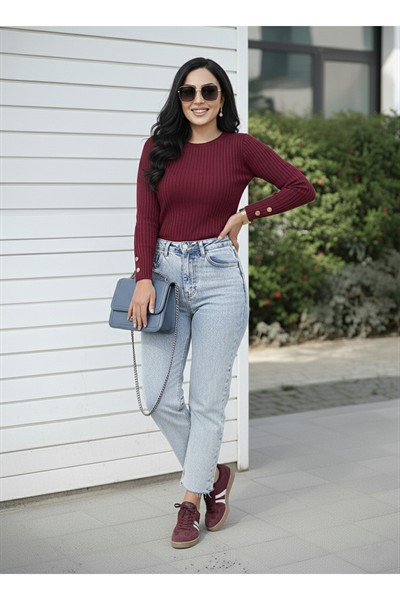 Kadın Buz Mavi Premium Seri Kot Pantolon Pamuk Yüksek Bel Boyfit Orj Marka Jean