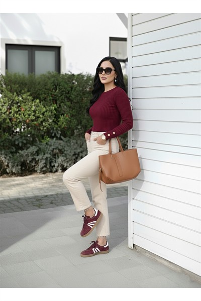 Kadın Bej Premium Seri Kot Pantolon Pamuk Yüksek Bel Boyfit Orj Marka Jean