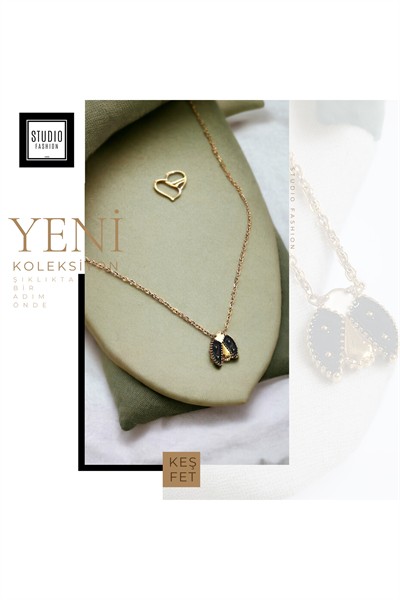 Kadın Şık Tasarım Uğur Böceği Figürlü Kararmaz Antialerjik Çelik Kolye