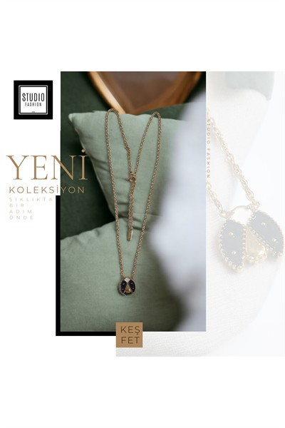 Kadın Şık Tasarım Uğur Böceği Figürlü Kararmaz Antialerjik Çelik Kolye