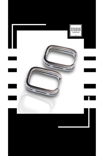 Kadın Silver Gümüş VIP Çelik Premium Rodyum Kaplama Kararmaz Kuyumcu İşçiliği Delikli Halka Küpe