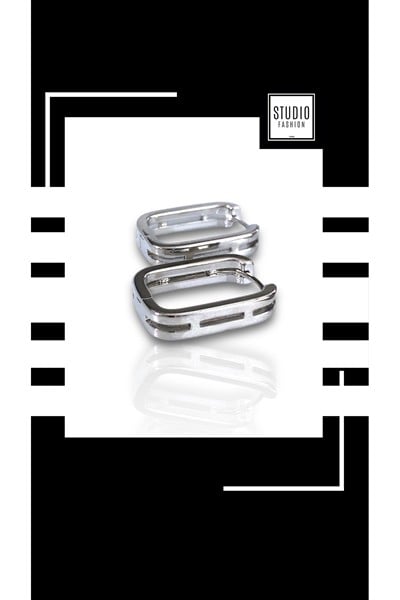 Kadın Silver Gümüş VIP Çelik Premium Rodyum Kaplama Kararmaz Kuyumcu İşçiliği Delikli Halka Küpe